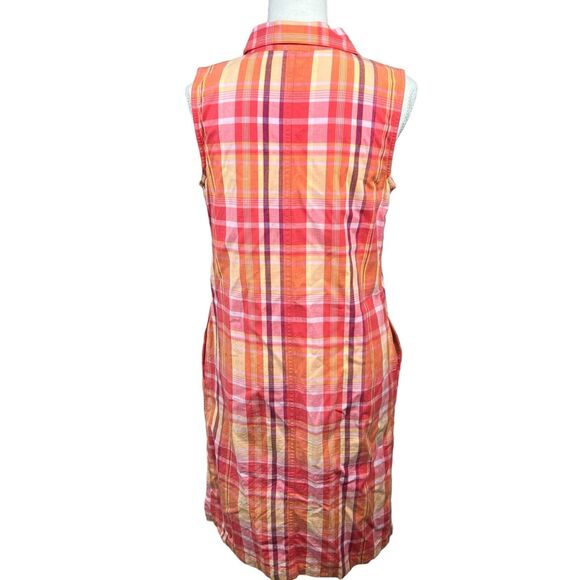 Talbots Sleeveless Plaid Shirt Dress Size 6 Pink Orange - Picture 9 of 12